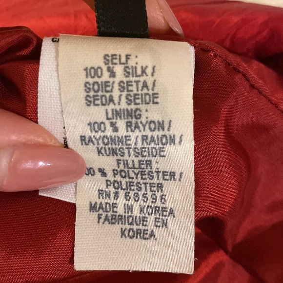 Donna Karan Red Puffer Jacket Quilted Stand-Up Collar size L - Picture 4 of 4